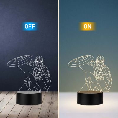 spiderman457 3D Illusion Night lamp with Warm White Gift for Kids Bedroom